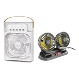 Ventilador Fan Universal Dos Cabezas + Mini Aire Enfriador