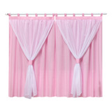 Cortina Para Varão Quarto Bebê Rosa Menina 2,00 X 1,70