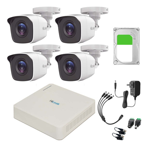 Hilook Kit De Camaras De Seguridad Video Vigilancia Modelo Kit7204bp(c)+500gb 4 Cámaras + 500gb Disco Duro Cctv Bala 1mp 720p Vision Nocturna Compatible Con App Hik-connect