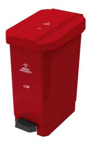 Caneca De Pedal Estra Bins 10 Litros Rojo Riesgo Biologico 