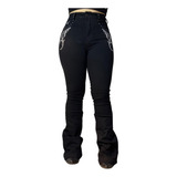 Calça Jeans Feminina Preta Bordada Cavalo Strass Country Top