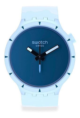 Reloj Swatch Bioceramic Artic Sb03n102 Original Color De La Correa Celeste Color Del Bisel Celeste Color Del Fondo Azul Marino