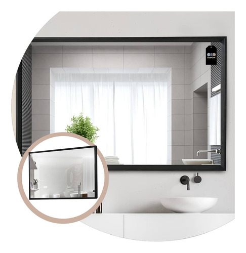 Espejo Rectangular Baño Living 70 X 50 Cm Marco Moderno Deco