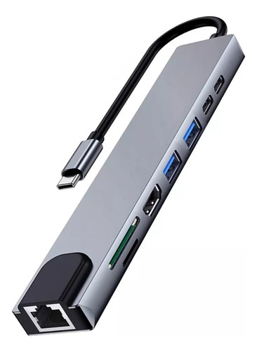 Adaptador Hub Macbook Air M1 M2 E Pro 8 Em 1 Usb-c Hdmi 4k