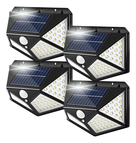 Kit 4 Arandela De Energia Solar Luminária Holofote 100 Leds