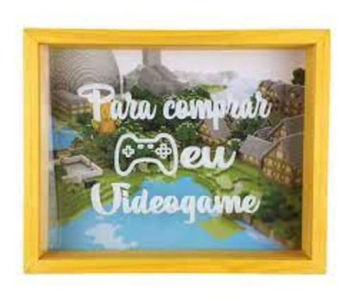 Quadro Cofre Infantil Comprar Meu Videogame Madeira Vidro