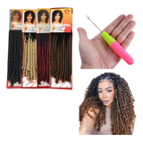 Kit 4 Pacotes Cabelo Nina Softex Dread Crochet Braid +agulha