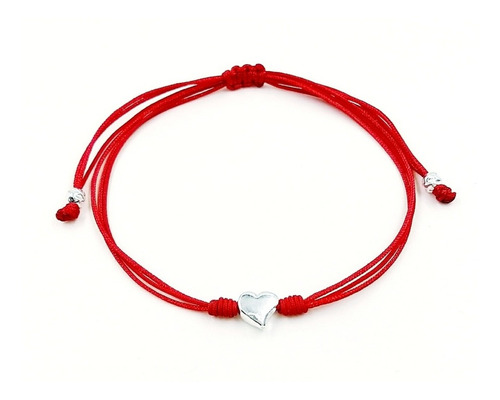 Pulsera Corazón O Estrella De Plata E Hilo Rojo.