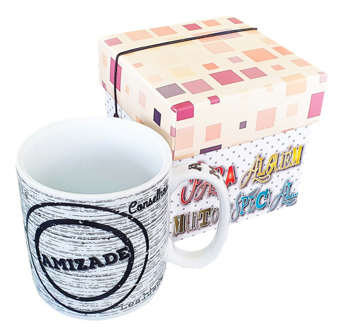 Caneca Personalizada De Porcelana Amizade + Caixa Presente