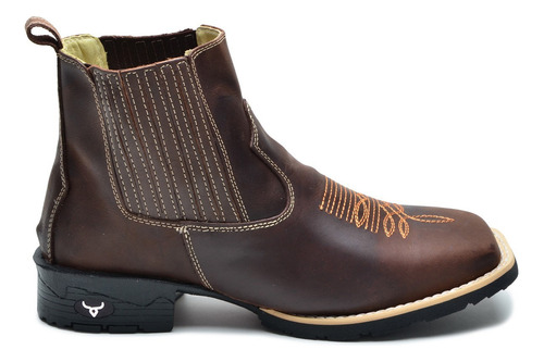 Bota Cano Curto Botinas Masculinas Texana Country 100% Couro