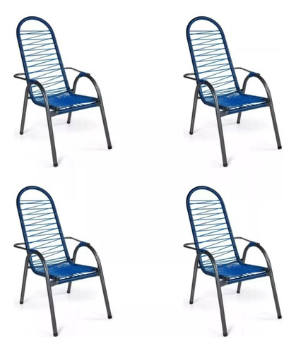 Kit 4 Cadeiras Fio Para Varanda Descanso Cordinha Plástico