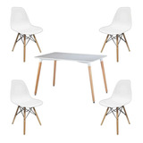 Juego Mesa Escandinava 120x70 + 4 Sillas Eames Set Comedor