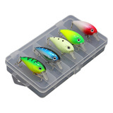 5 Señuelos Crankbait Popper Con Estuche Pesca En Rio Mar S55 Color Como En La Imagen