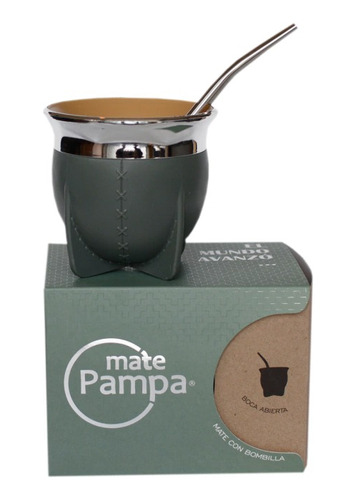 Mate Pampa Con Bombilla Y Packaging Termico Boca Ancha