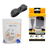 Kit Cabo Vga 3m + Cabo Conversor P/ Hdmi + Organizador Cabo