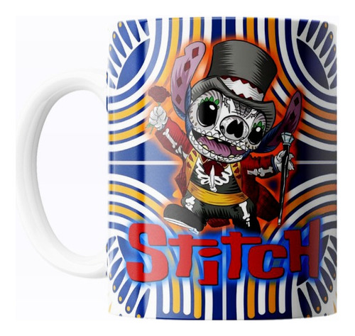 Taza De Cerámica Stitch Día De Muertos 325ml