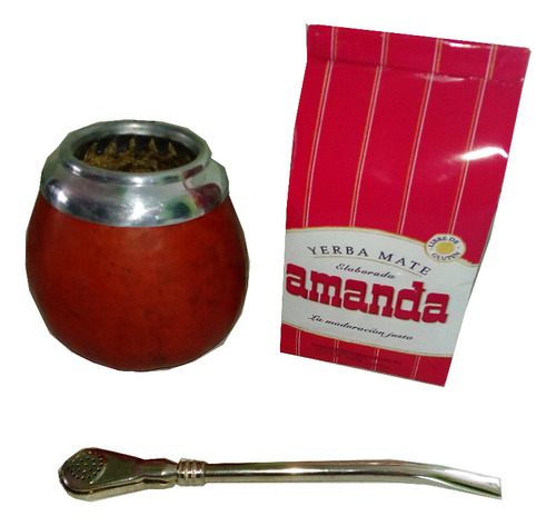 Kit Mate De Calabaza Grande + Yerba Amanda 200g + Bombilla