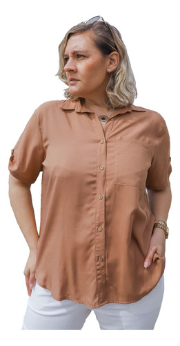 Camisa Abotonada Camisola De Mujer Talles Especiales Blusa