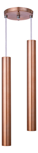 Iluminar Ambiente Pendente Luminária Tubo Rose Gold 30 Cm Cabo Cristal - Duplo