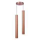 Iluminar Ambiente Pendente Luminária Tubo Rose Gold 30 Cm Cabo Cristal - Duplo