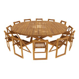 Comedor Redondo Madera, 12 Personas Plegable Mod Jardín