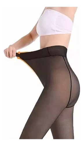 Panty Efecto Piel Polar Invierno Y Mini Falda Negra