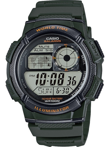 Reloj Casio Core Ae1000w-3av 5 Alarmas Hora Mundial Crono