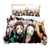 Juego De Cama Demon Slayer Funda De Edredón Tamaño Queen 1