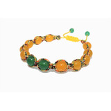 Preciosa Pulsera Agata Verde Y Agata Amarilla Colores  B212