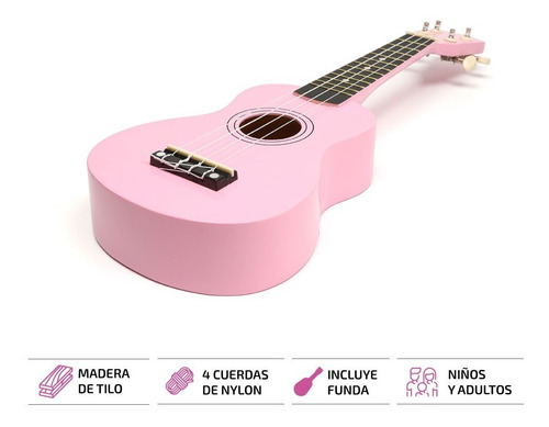 Ukelele De Madera Soprano Con Funda Manual Y Lecciones