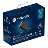 Carregador Turbo Power 50w Duo Motorola Porta Usb-c E Usb-a