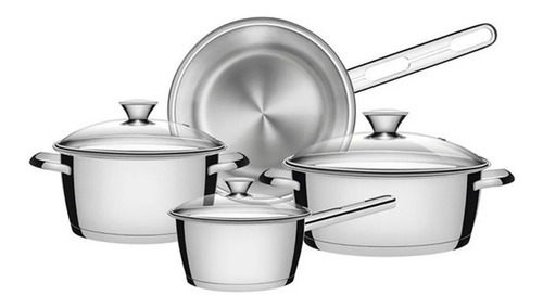 Bateria De Cocina 4 Piezs Set Ollas Tramontina Allegra Acero