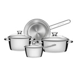 Bateria De Cocina 4 Piezs Set Ollas Tramontina Allegra Acero