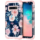 Funda Para Samsung Galaxy S10+ Plus, Azul/floral/silicona