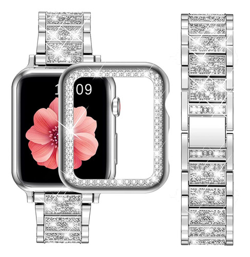 Correa De Diamante Y Funda Para Apple Watch  Pulsera De Acer