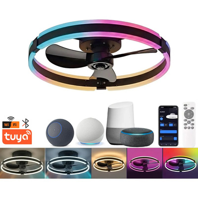 Ventilador de Techo con Luz LED 50cm, Inteligente WiFi y RGB, Control por Mando y Voz (Alexa\u002FGoogle), 3 Aspas Silenciosas Motor DC, 6 Velocidades, Reversible, Moderno para Salón, Dormitorio u Oficina | Envío gratis