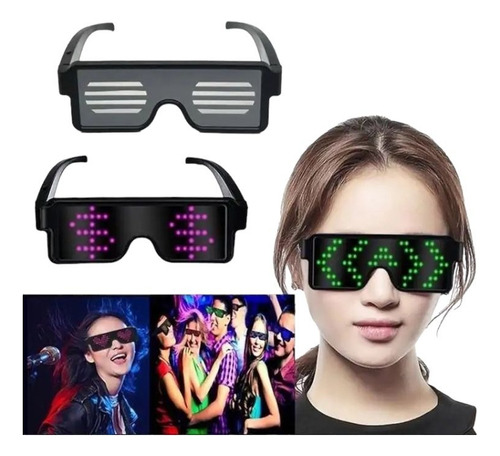 Gafas Led Lentes Luminosos Carga Usb Para Fiestas Cotillonx1