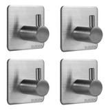 Percha Simple Autoadhesiva Gancho 90° Baño Acero Inox X 4