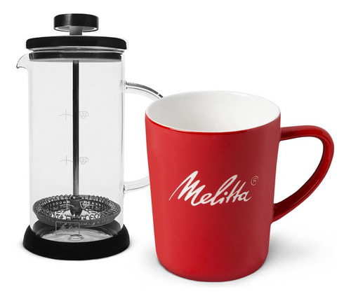 Kit Melitta Prensa Francesa Pequena + Caneca Vermelha