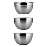 Pack X3 Bowl Acero Inoxidable Menaje Ensaladeras Bowl 26cm