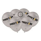 Balão - Bexiga Free Fire Prata Festcolor - 25 Unidades
