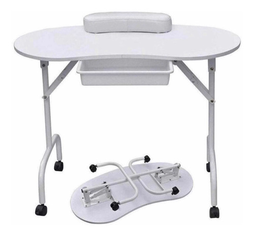 Mesa Para Manicura Blanca Portatil Plegable Manicure