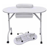 Mesa Para Manicura Blanca Portatil Plegable Manicure