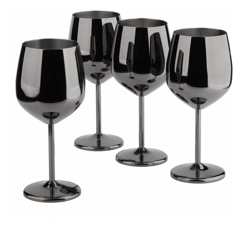 Juego De 4 Copas De Vino De Acero Inoxidable, 3.6 Pulgadas