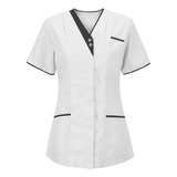 Uniforme De Enfermera Liso De Patchwork Para Mujer, Camisa C