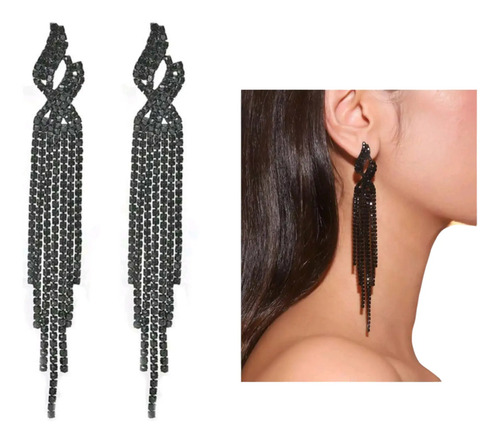 Aretes Largos Elegantes Tassel Fiesta Cristal Austriaco