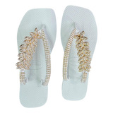 Chinelo Havaianas Personalizado Strass Folhas Douradas