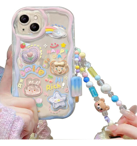 Funda Para Samsung 3d Cute Rabbit Bear+chain Lanyard