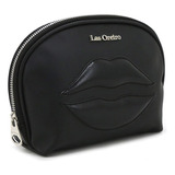 Porta Cosmeticos Las Oreiro Pu Monedero Interior Forrado Color Negro Diseño De La Tela Liso