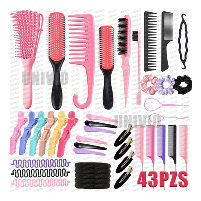 Juego De 43pcs Juego De Cepillos Para Desenredar El Cabello, Cepillo Para Cabello Rizado Para Mujeres, Cepillo Para Rizar El Cabello Natural Con Cepillo Para Desenredar, Hombres Y Niños | MercadoLibre